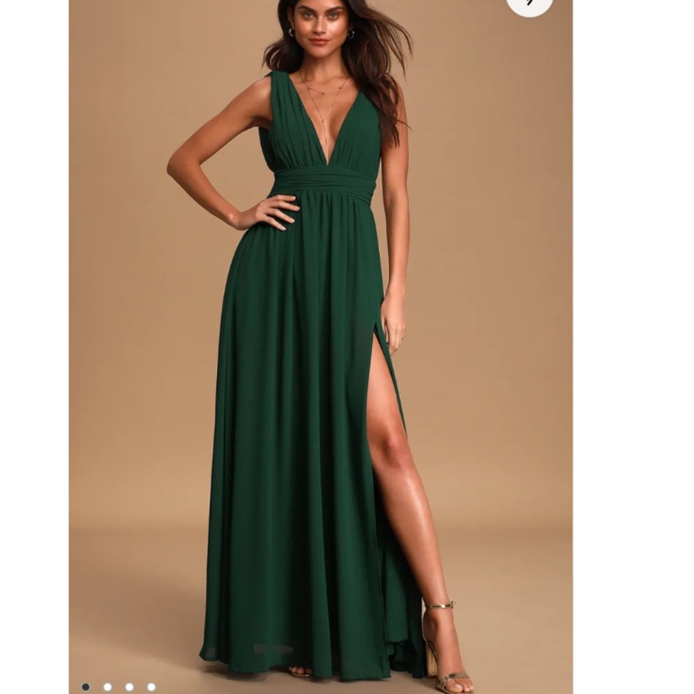 LuLus Heavenly Hues Forest Green Maxi Dress